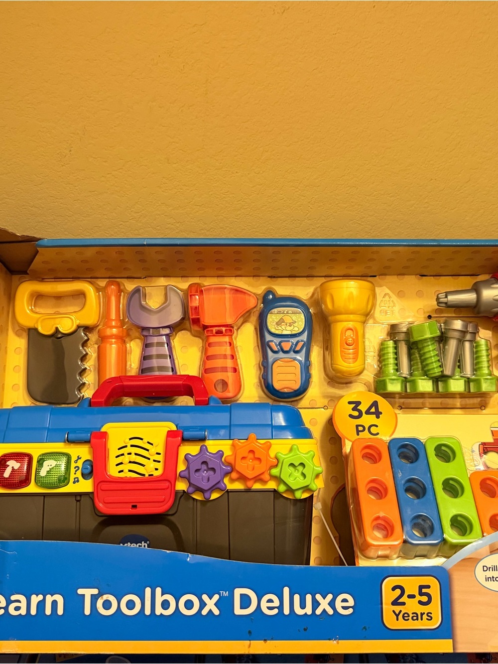 Learn Toolbox Deluxe Kids Tool Set - Blue/Yellow (34-Piece)